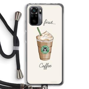 CaseCompany But first coffee: Xiaomi Redmi Note 10 Pro Transparant Hoesje met koord