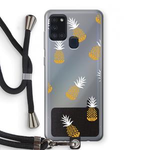 CaseCompany Ananasjes: Samsung Galaxy A21s Transparant Hoesje met koord