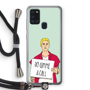 CaseCompany Gimme a call: Samsung Galaxy A21s Transparant Hoesje met koord