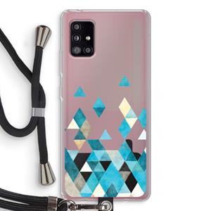 CaseCompany Gekleurde driehoekjes blauw: Samsung Galaxy A51 5G Transparant Hoesje met koord