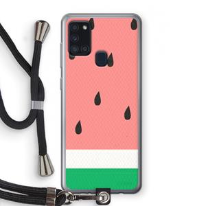 CaseCompany Watermeloen: Samsung Galaxy A21s Transparant Hoesje met koord