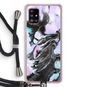 CaseCompany Pastel zwart: Samsung Galaxy A51 5G Transparant Hoesje met koord