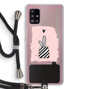 CaseCompany Zwart-wit cactus: Samsung Galaxy A51 5G Transparant Hoesje met koord