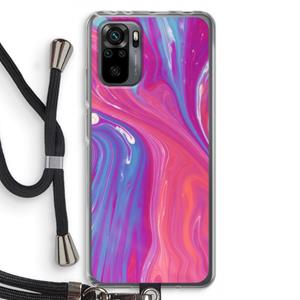 CaseCompany Paarse stroom: Xiaomi Redmi Note 10 Pro Transparant Hoesje met koord