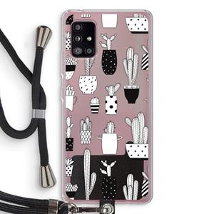 CaseCompany Cactusmotief: Samsung Galaxy A51 5G Transparant Hoesje met koord