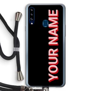 CaseCompany Namecase: Samsung Galaxy A20s Transparant Hoesje met koord