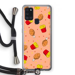 CaseCompany Chicken 'n Fries: Samsung Galaxy A21s Transparant Hoesje met koord