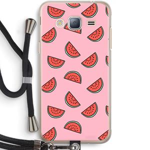 CaseCompany Watermeloen: Samsung Galaxy J3 (2016) Transparant Hoesje met koord