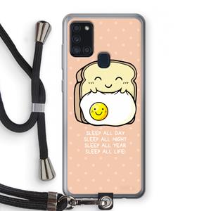 CaseCompany Sleep All Day: Samsung Galaxy A21s Transparant Hoesje met koord