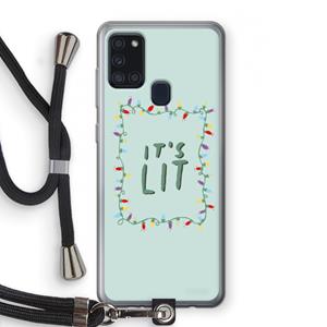 CaseCompany It's Lit: Samsung Galaxy A21s Transparant Hoesje met koord