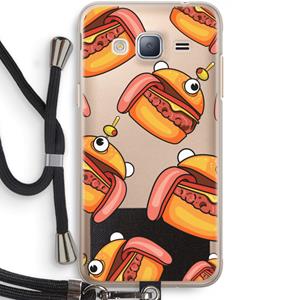 CaseCompany Hamburger: Samsung Galaxy J3 (2016) Transparant Hoesje met koord