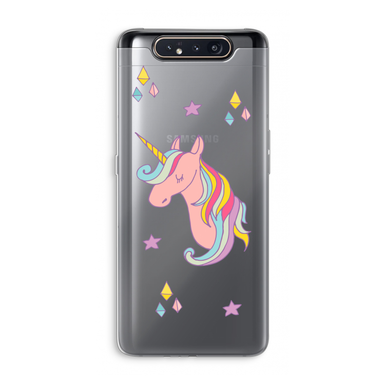 CaseCompany Roze eenhoorn: Samsung Galaxy A80 Transparant Hoesje