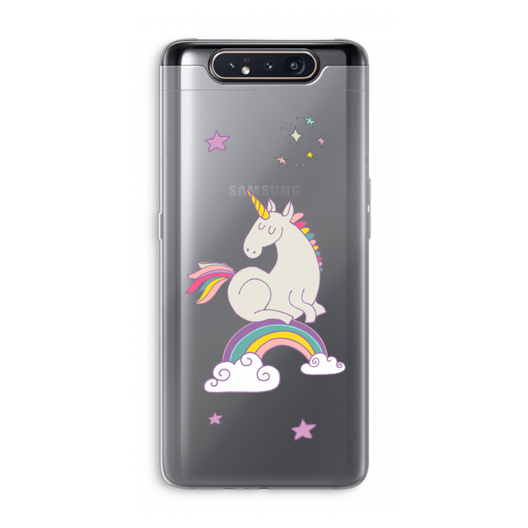 CaseCompany Regenboog eenhoorn: Samsung Galaxy A80 Transparant Hoesje