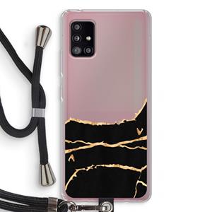 CaseCompany Gouden marmer: Samsung Galaxy A51 5G Transparant Hoesje met koord