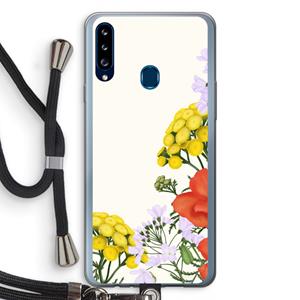 CaseCompany Wilde bloemen: Samsung Galaxy A20s Transparant Hoesje met koord