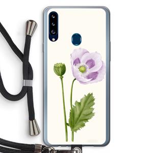 CaseCompany Purple poppy: Samsung Galaxy A20s Transparant Hoesje met koord