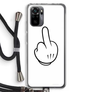 CaseCompany Middle finger white: Xiaomi Redmi Note 10 Pro Transparant Hoesje met koord