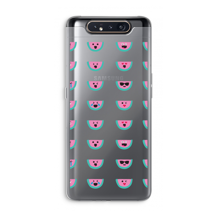 CaseCompany Smiley watermeloenprint: Samsung Galaxy A80 Transparant Hoesje