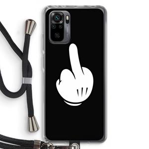 CaseCompany Middle finger black: Xiaomi Redmi Note 10 Pro Transparant Hoesje met koord