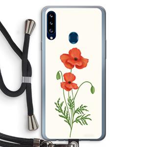 CaseCompany Red poppy: Samsung Galaxy A20s Transparant Hoesje met koord