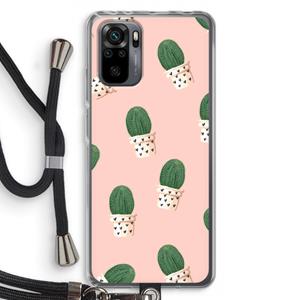 CaseCompany Cactusprint roze: Xiaomi Redmi Note 10 Pro Transparant Hoesje met koord