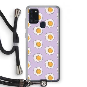 CaseCompany Bacon to my eggs #1: Samsung Galaxy A21s Transparant Hoesje met koord