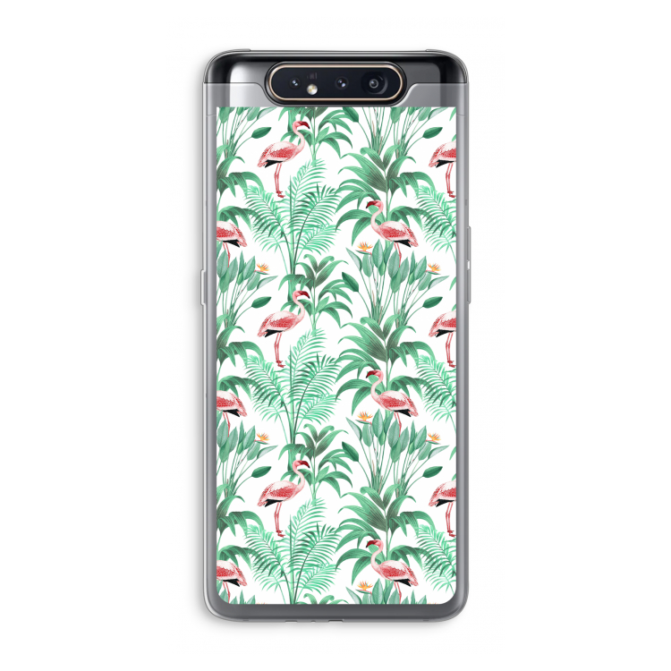 CaseCompany Flamingo bladeren: Samsung Galaxy A80 Transparant Hoesje