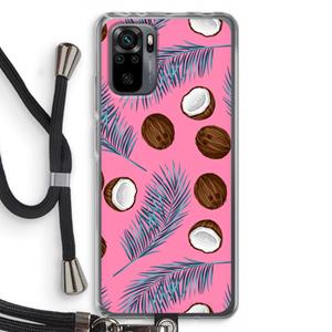 CaseCompany Kokosnoot roze: Xiaomi Redmi Note 10 Pro Transparant Hoesje met koord