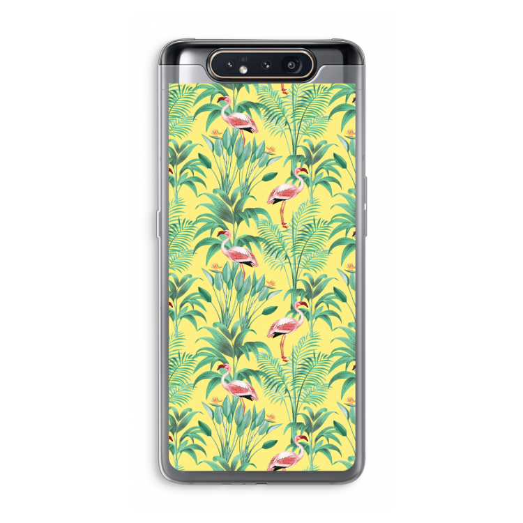 CaseCompany Flamingo party: Samsung Galaxy A80 Transparant Hoesje