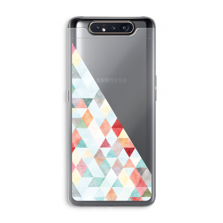 CaseCompany Gekleurde driehoekjes pastel: Samsung Galaxy A80 Transparant Hoesje