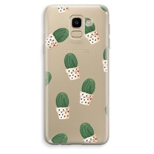 CaseCompany Cactusprint roze: Samsung Galaxy J6 (2018) Transparant Hoesje