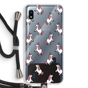CaseCompany Eenhoorns overal: Samsung Galaxy A10 Transparant Hoesje met koord