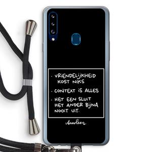 CaseCompany Mijn Motto's: Samsung Galaxy A20s Transparant Hoesje met koord
