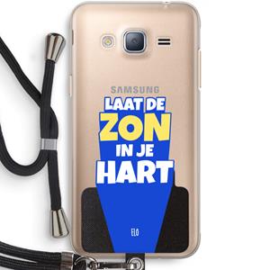CaseCompany Laat de zon in je hart: Samsung Galaxy J3 (2016) Transparant Hoesje met koord
