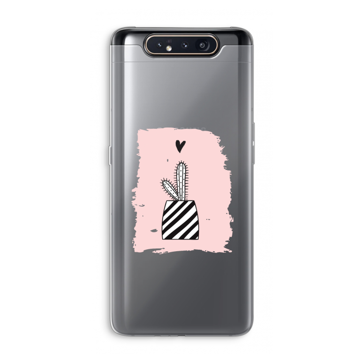 CaseCompany Zwart-wit cactus: Samsung Galaxy A80 Transparant Hoesje