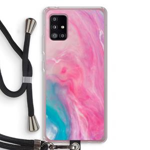 CaseCompany Roze explosie: Samsung Galaxy A51 5G Transparant Hoesje met koord