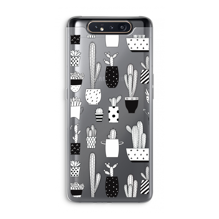 CaseCompany Cactusmotief: Samsung Galaxy A80 Transparant Hoesje
