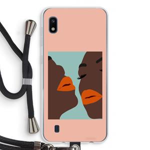 CaseCompany Orange lips: Samsung Galaxy A10 Transparant Hoesje met koord