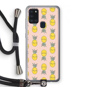 CaseCompany Ananas: Samsung Galaxy A21s Transparant Hoesje met koord