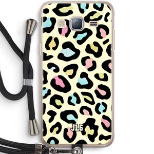 CaseCompany Leopard pattern: Samsung Galaxy J3 (2016) Transparant Hoesje met koord