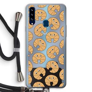 CaseCompany Croissant: Samsung Galaxy A20s Transparant Hoesje met koord