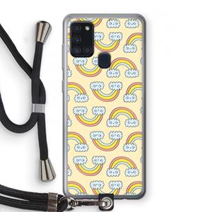 CaseCompany Regenboog: Samsung Galaxy A21s Transparant Hoesje met koord