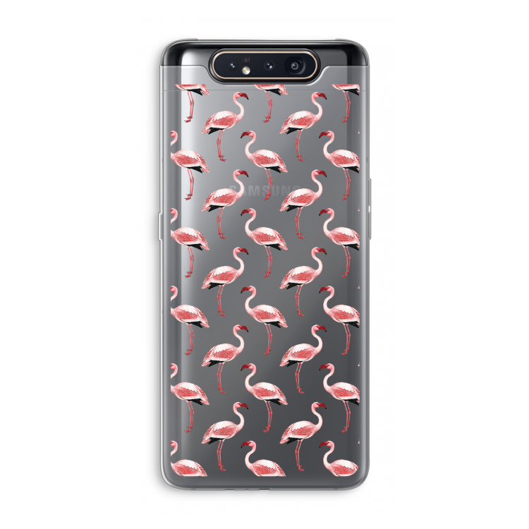 CaseCompany Flamingoprint groen: Samsung Galaxy A80 Transparant Hoesje