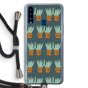 CaseCompany Sansevieria: Samsung Galaxy A20s Transparant Hoesje met koord