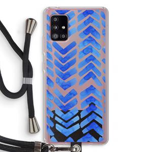 CaseCompany Blauwe pijlen: Samsung Galaxy A51 5G Transparant Hoesje met koord