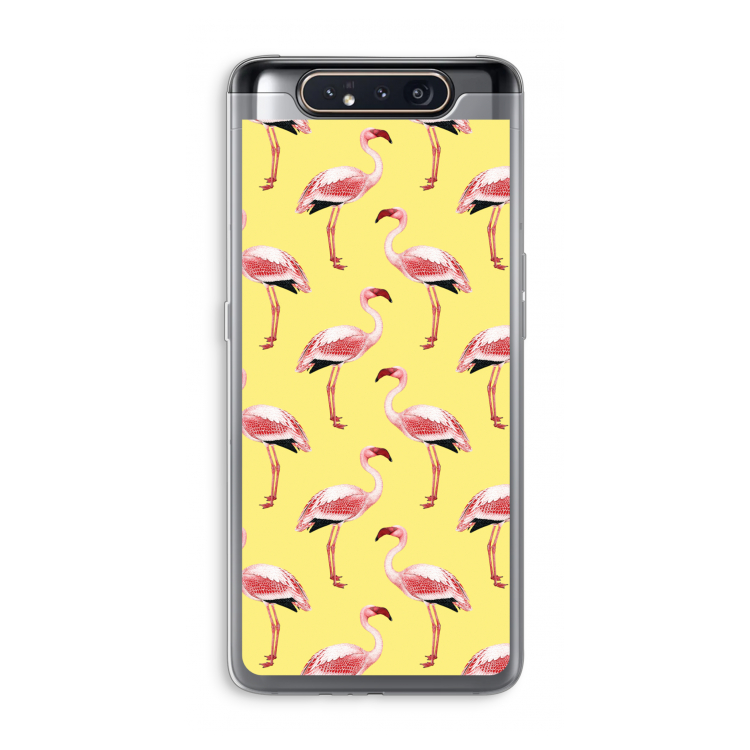 CaseCompany Flamingo's geel: Samsung Galaxy A80 Transparant Hoesje