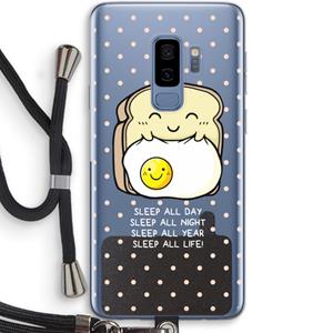 CaseCompany Sleep All Day: Samsung Galaxy S9 Plus Transparant Hoesje met koord