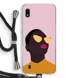 CaseCompany Yellow glasses: Samsung Galaxy A10 Transparant Hoesje met koord