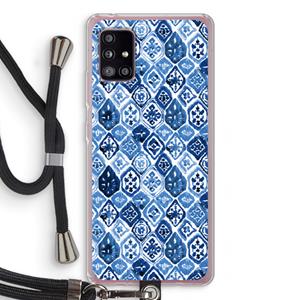 CaseCompany Blauw motief: Samsung Galaxy A51 5G Transparant Hoesje met koord