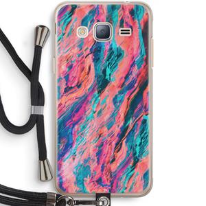 CaseCompany Electric Times: Samsung Galaxy J3 (2016) Transparant Hoesje met koord